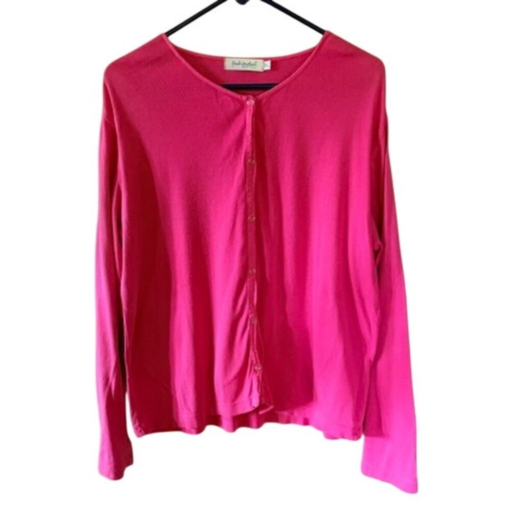 Fresh Produce Women’s XL Pink Cotton Snap Front Cardigan Top Made in USA - Picture 2 of 7